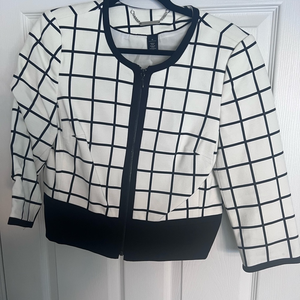 White House / Black Market Black and White Checkered Blazer, Size 10